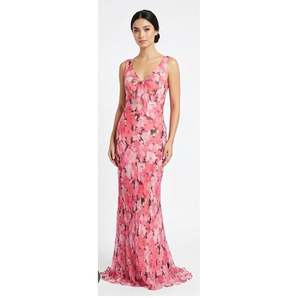 Y2K Silk Floral Maxi Dress Sz 12 Muse Pink Slip Feminine Sleeveless